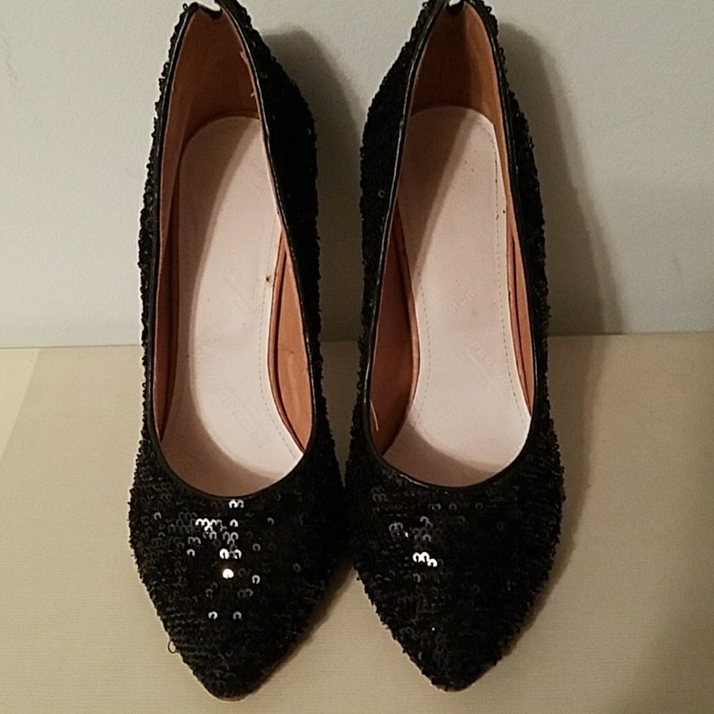 All black sequence evening shoes